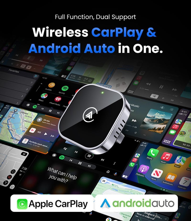 Teeran 2 in 1 Wireless CarPlay and Android Auto Adapter, Easy Setup Plug and Play, Fast Seamless Use Supports 1000+ Car's with Built-in Wired Car Play/Android Auto, Compact Sleek Design Car Adapter - Image 2